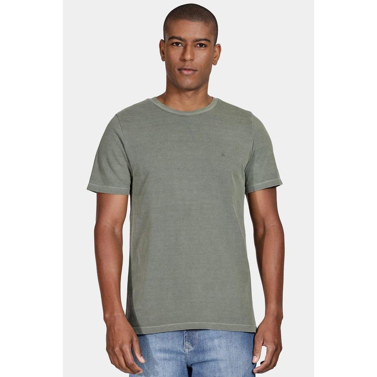 Camiseta Aramis Manga Curta Tinturada Verde Militar Menor preço em Camiseta Aramis Manga Curta Tinturada Verde Militar