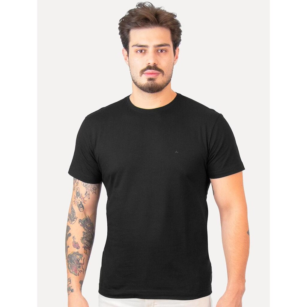 Camiseta Aramis Masculina Basic 3D Rubber Logo Preta
