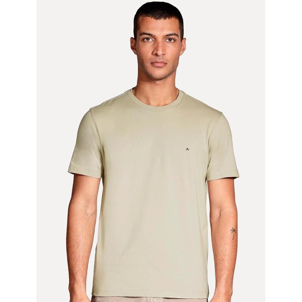 Camiseta Aramis Masculina Basic Lisa Amêndoa