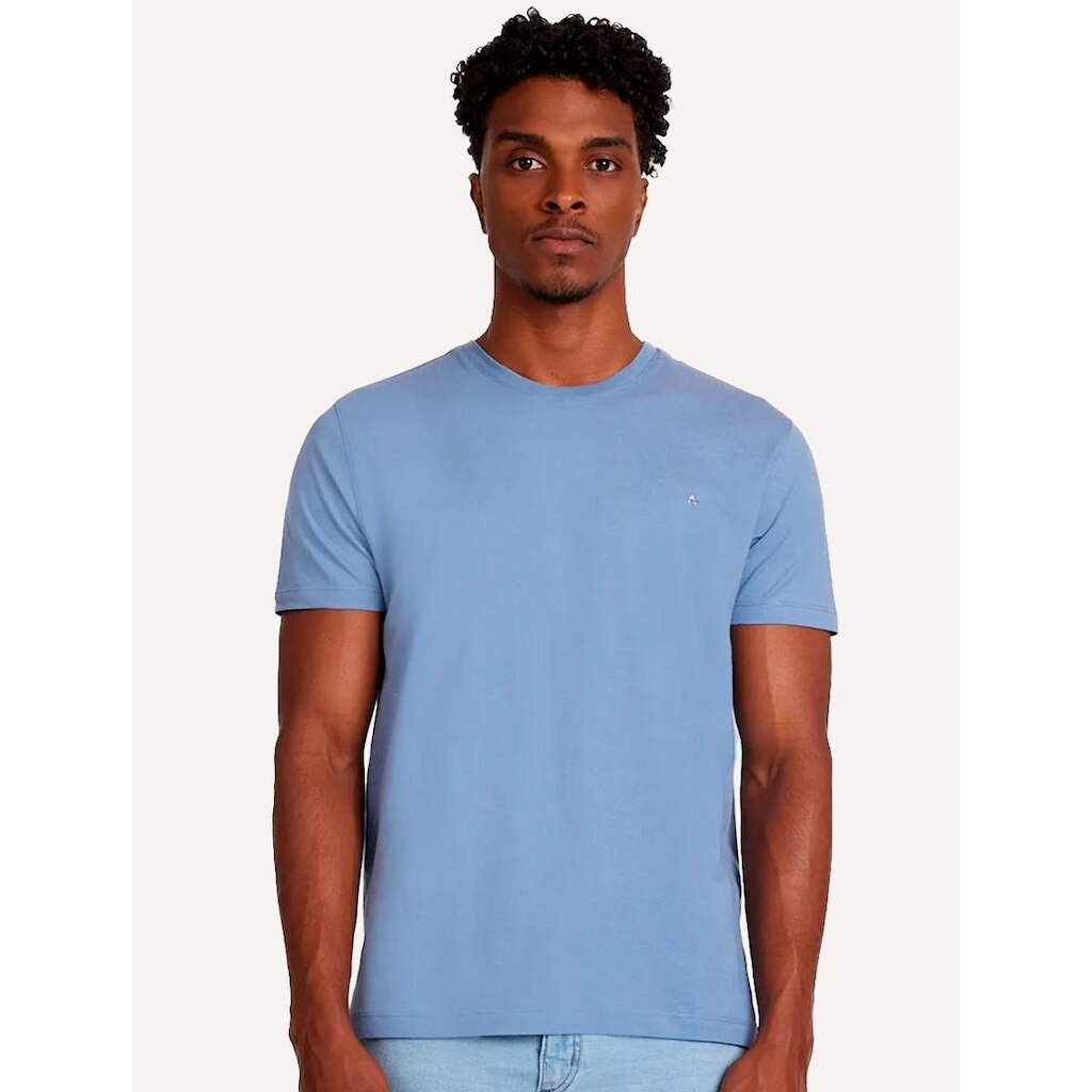 Camiseta Aramis Masculina Basic Lisa Azul Médio
