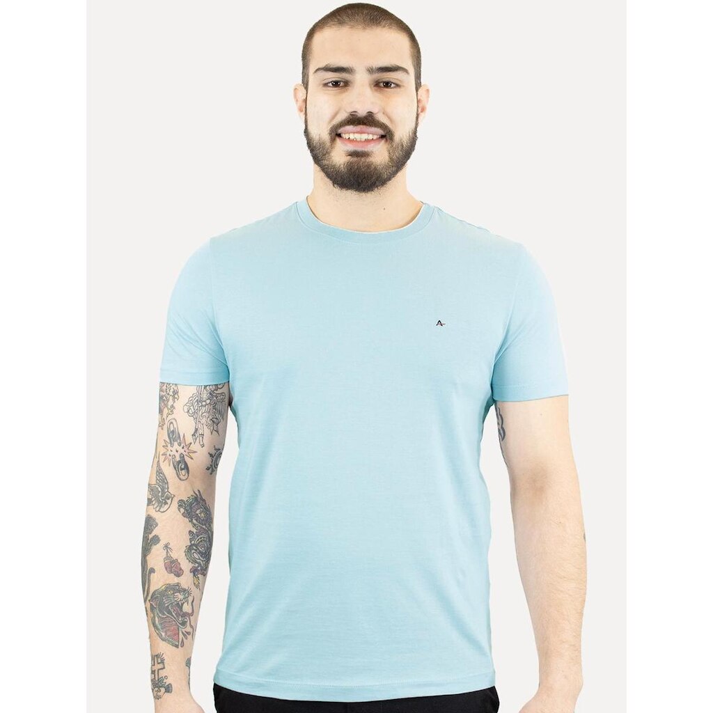 Camiseta Aramis Masculina Basic Lisa Azul Pastel