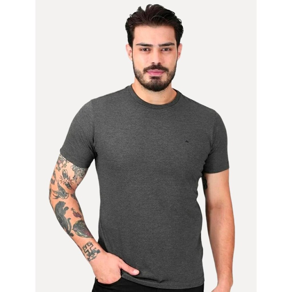Camiseta Aramis Masculina Basic Lisa Dark Icon Cinza Mescla