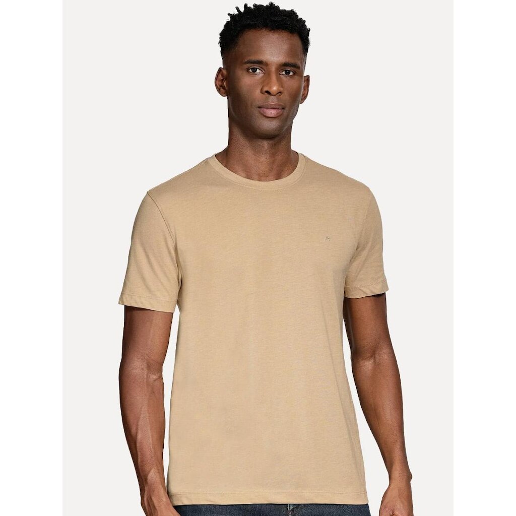 Camiseta Aramis Masculina Basic Lisa Mono Icon Areia Mescla