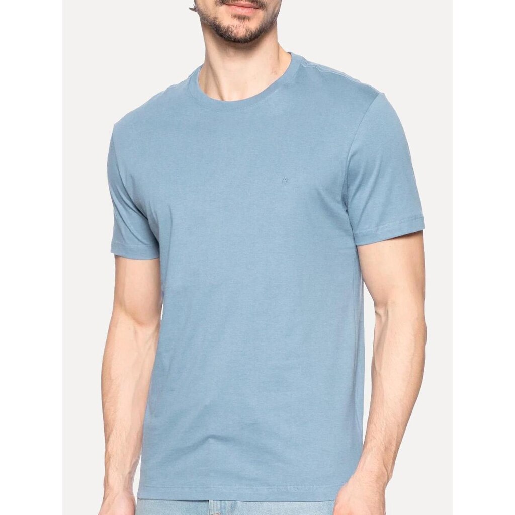Camiseta Aramis Masculina Basic Lisa Mono Icon Azul Médio