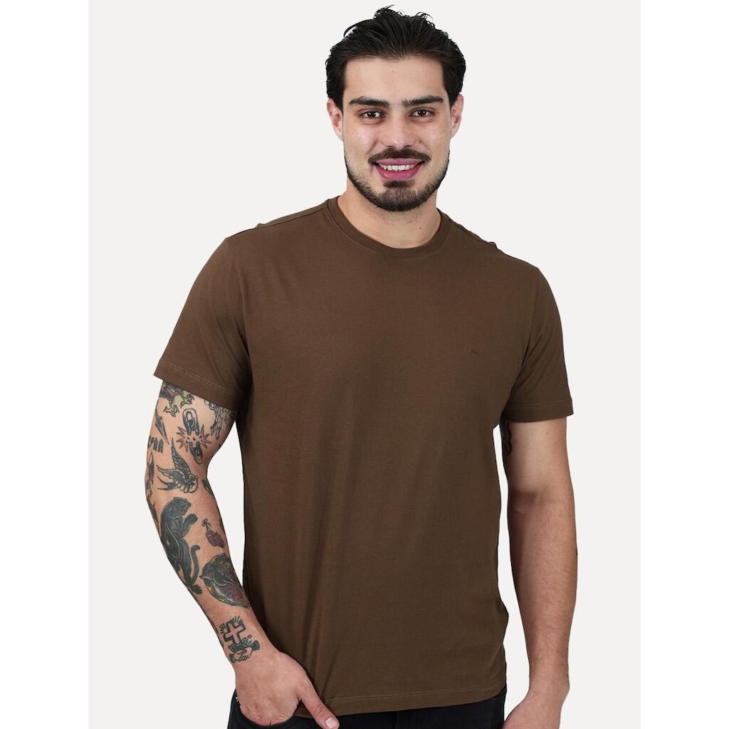 Camiseta Aramis Masculina Basic Lisa Mono Icon Chocolate