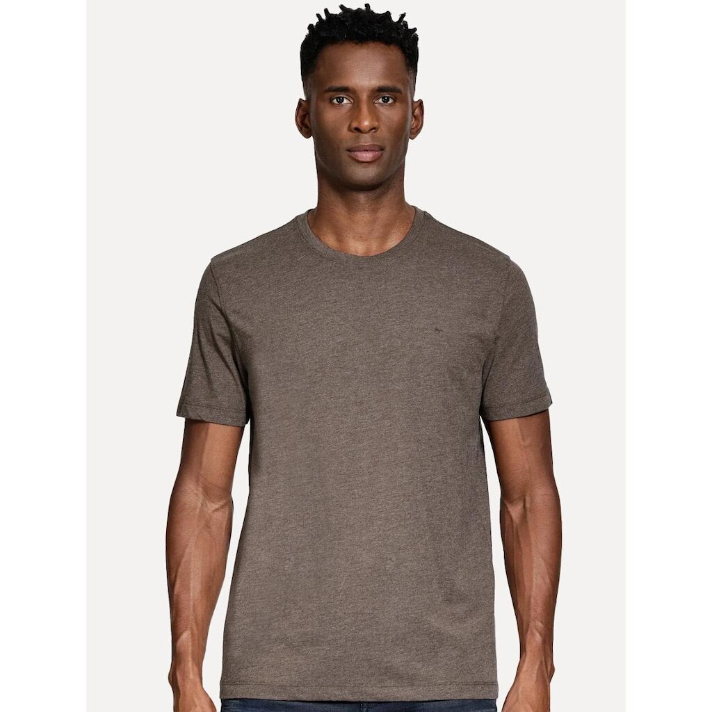 Camiseta Aramis Masculina Basic Lisa Mono Icon Marrom Claro Mescla