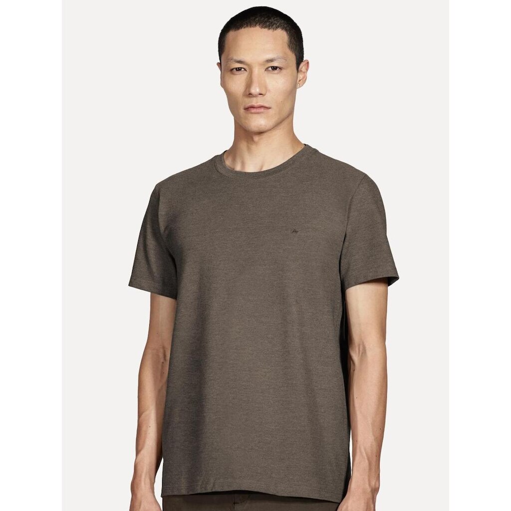 Camiseta Aramis Masculina Basic Lisa Mono Icon Marrom Mescla
