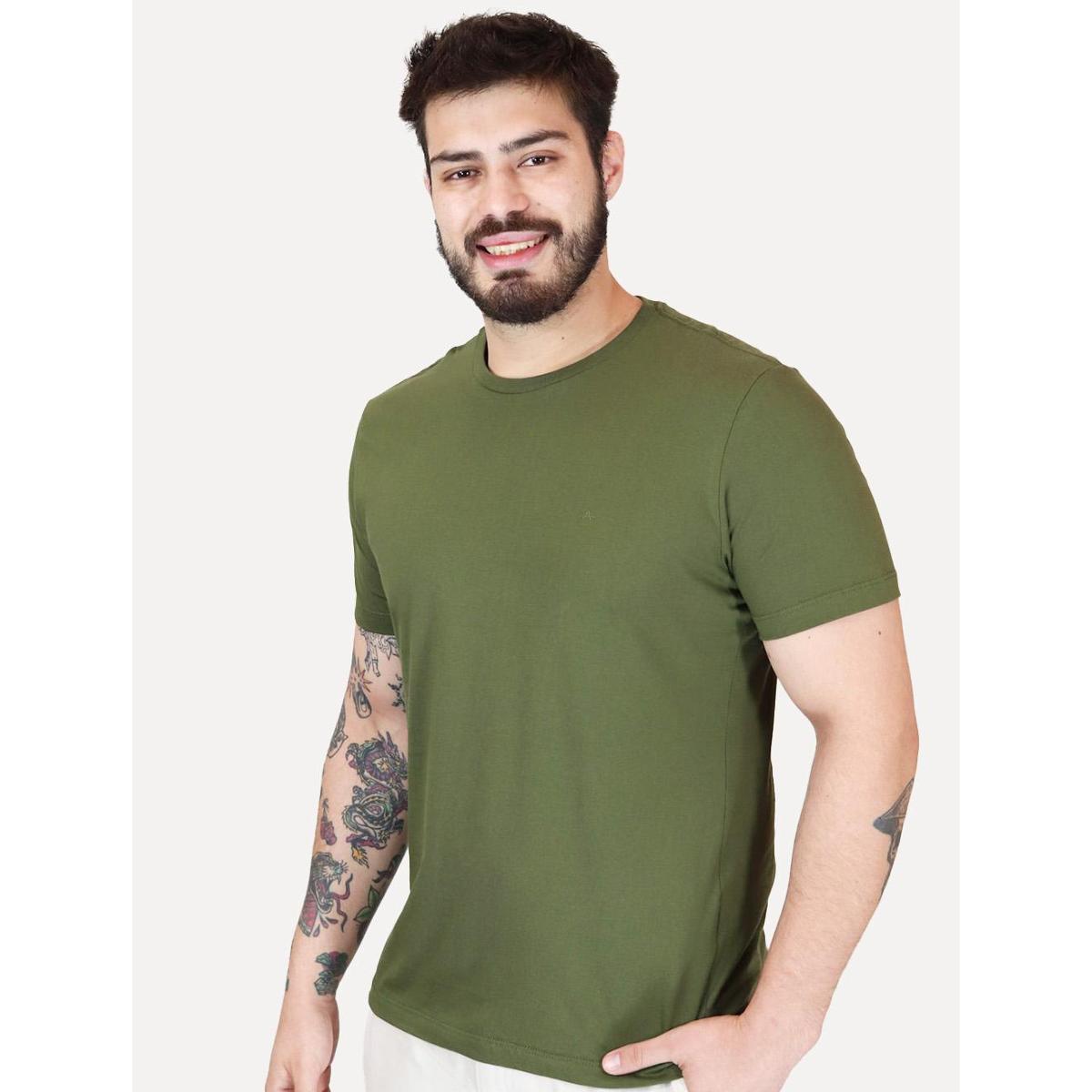 Camiseta Aramis Masculina Basic Lisa Mono Icon Verde Militar