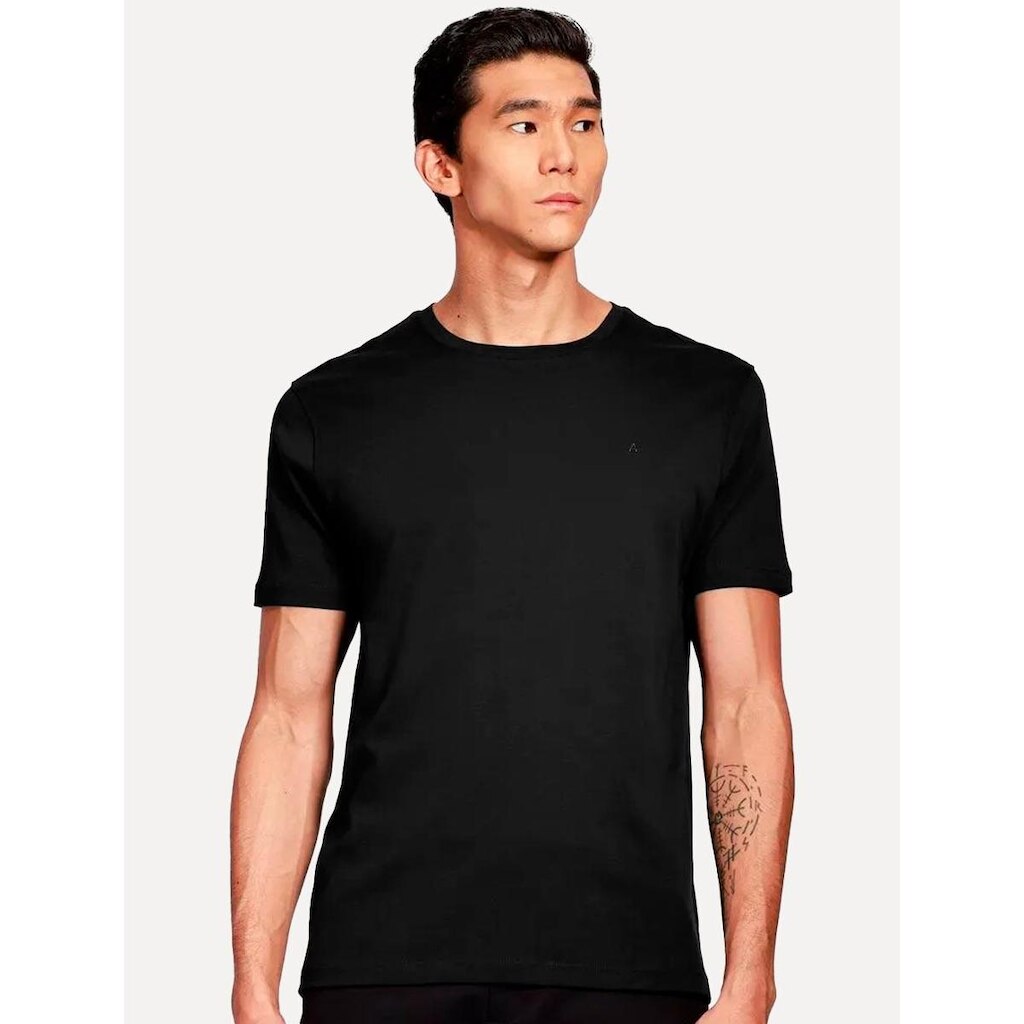 Camiseta Aramis Masculina Basic Lisa Mono Liquid Cotton Preta