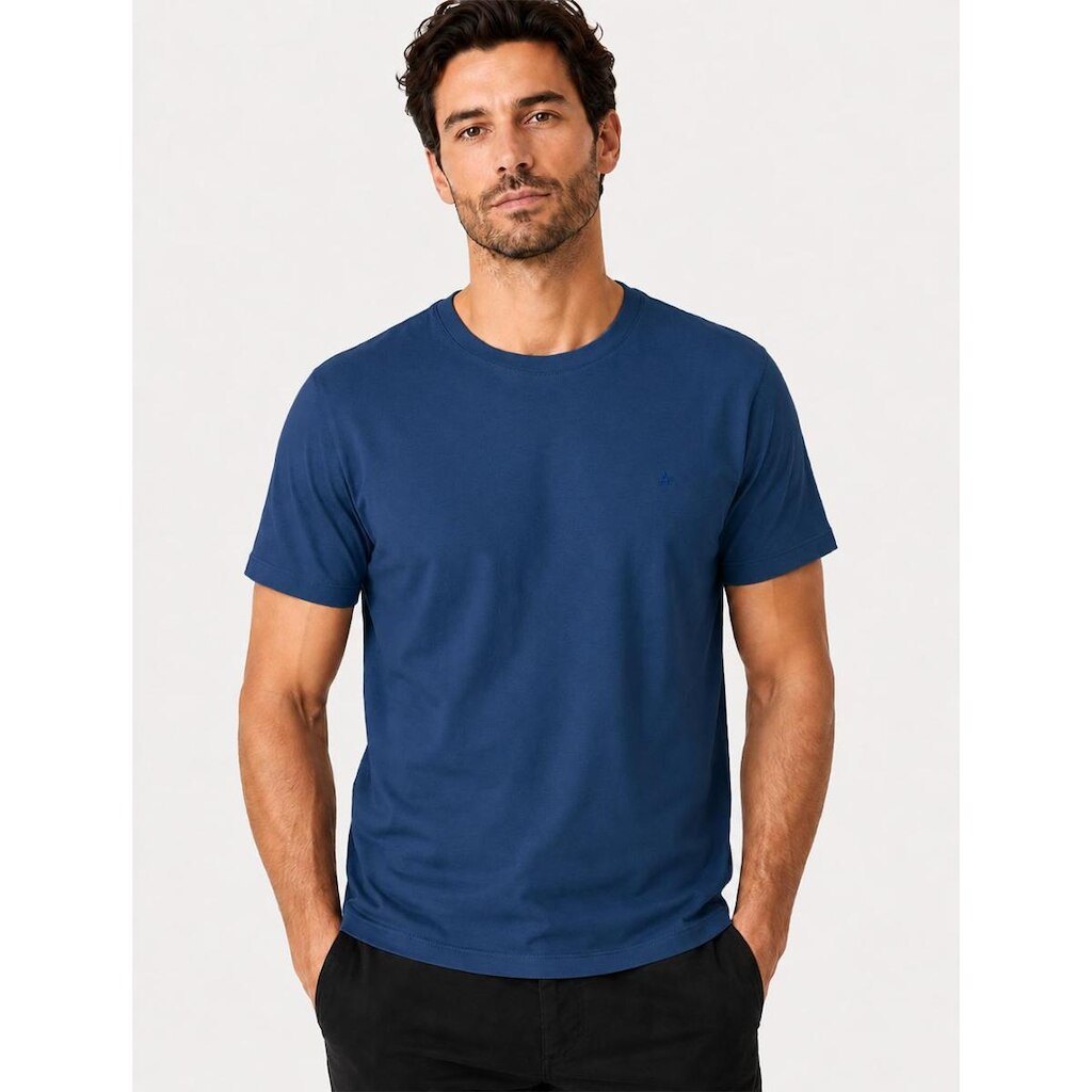 Camiseta Aramis Masculina Basic Lisa Mono Logo Azul Alumínio