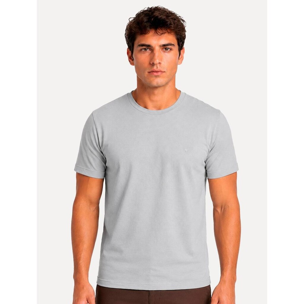 Camiseta Aramis Masculina Basic Lisa Mono Logo Cinza Claro