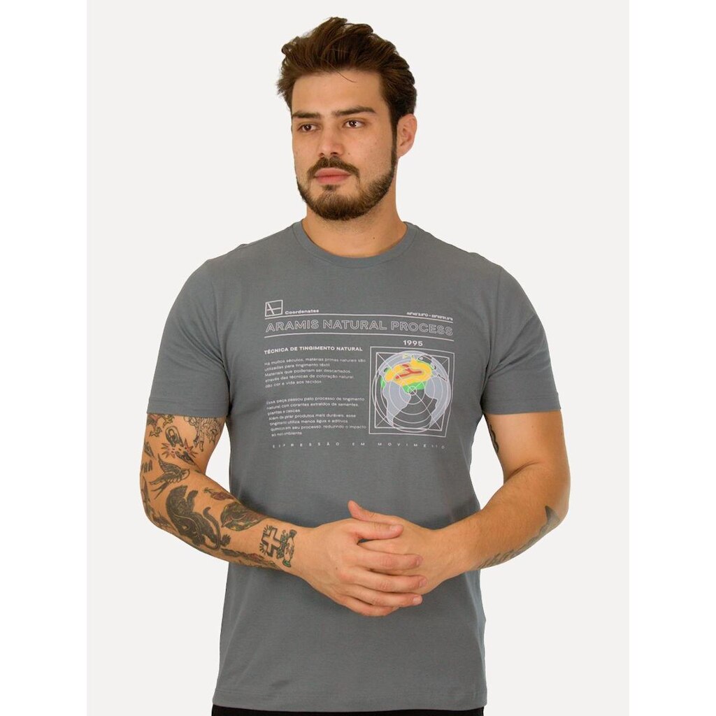 Camiseta Aramis Masculina Regular Natural Process Cinza