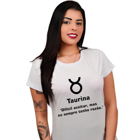 Camiseta Arriskesse Feminina Signo Touro Branco Netshoes