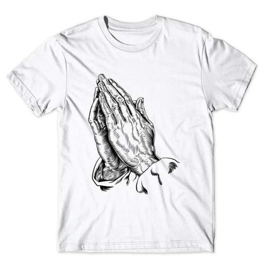 Camiseta As Braba Masculina Tshirt Camisa Mão Rezando - Branco Menor preço em Camiseta As Braba Masculina Tshirt Camisa Mão Rezando - Branco