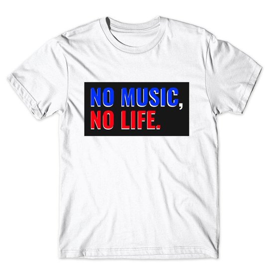 Camiseta As Braba Masculina Tshirt Camisa No Music No Life - Branco Menor preço em Camiseta As Braba Masculina Tshirt Camisa No Music No Life - Branco