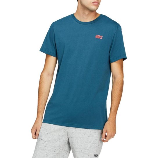 Camiseta Asics JSY OP de Manga Curta Unissex - Azul Menor preço em Camiseta Asics JSY OP de Manga Curta Unissex - Azul