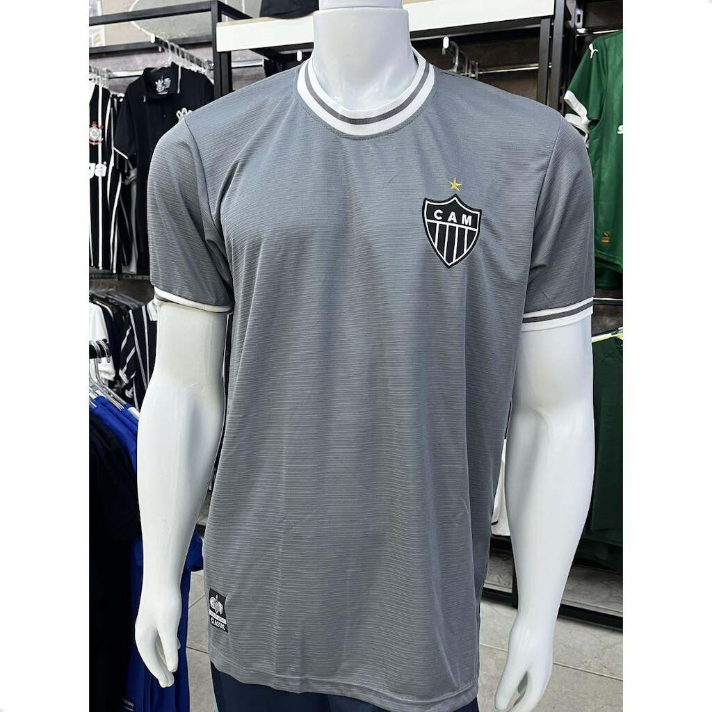 Camiseta Atlético Mineiro Modelo Galo Clássico Chumbo