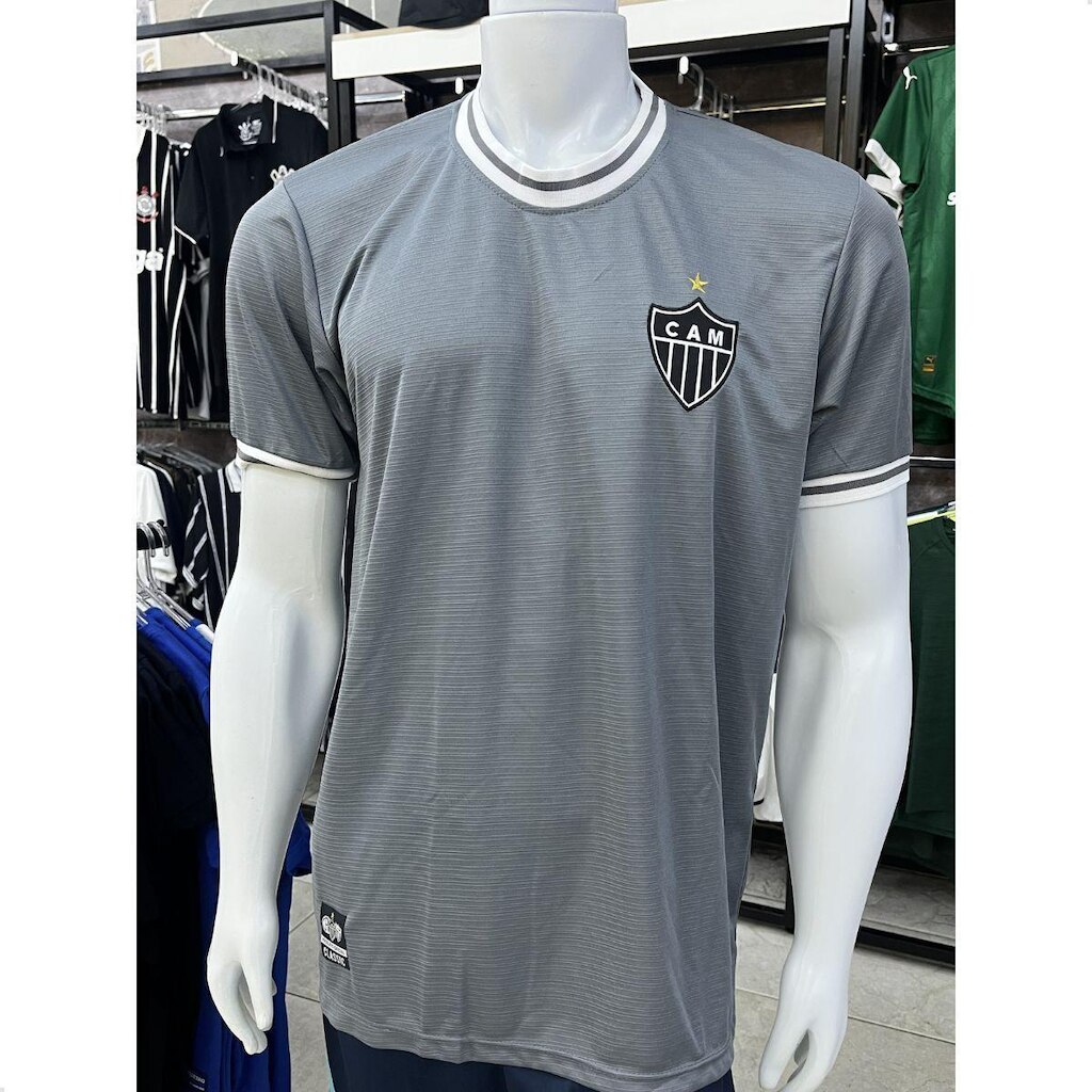 Camiseta Atlético Mineiro Modelo Galo Clássico Chumbo