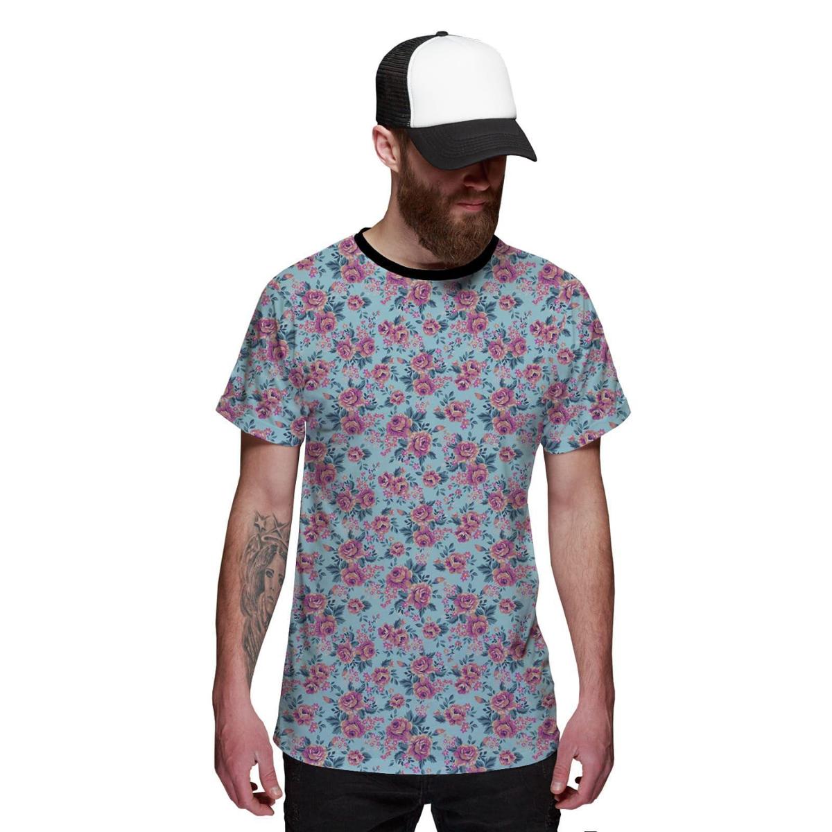 camiseta azul ciano