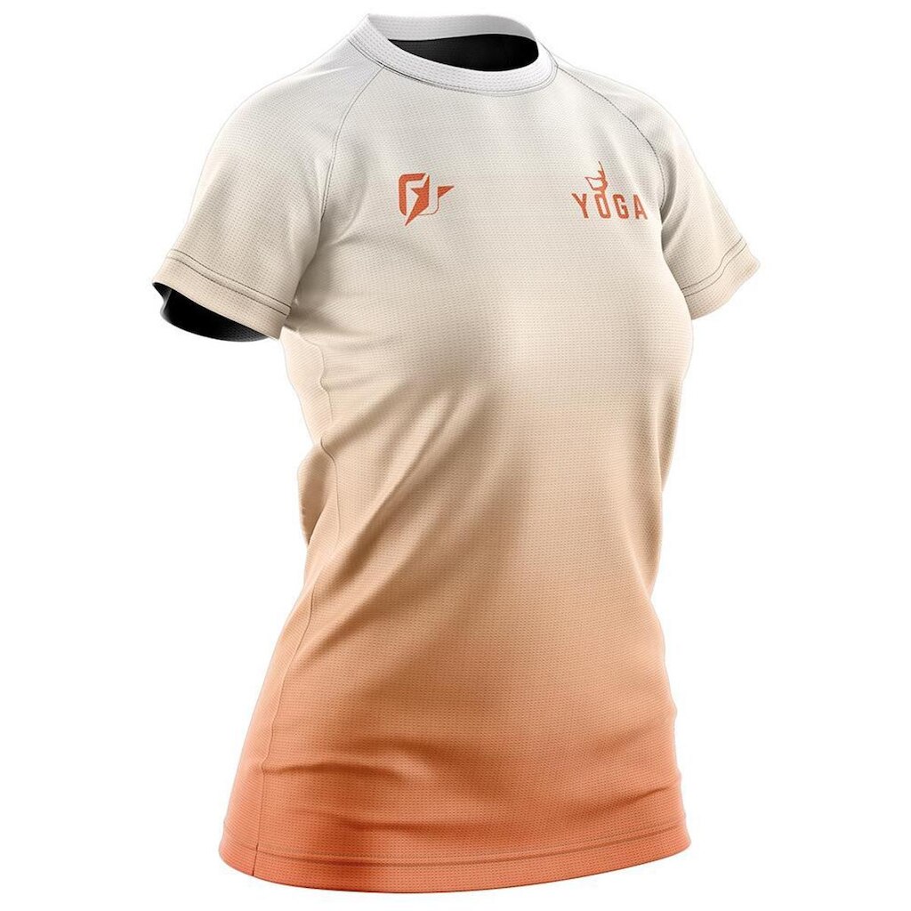 Camiseta Baby Look Feminina Yoga Gradiente Tie Dye Laranja Light