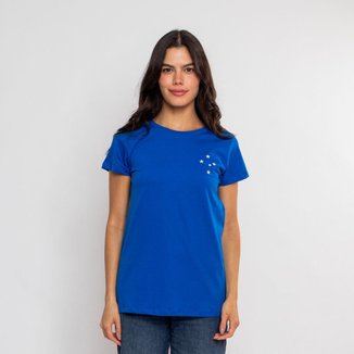 Camiseta Baby Look Oficial Cruzeiro Classic Sintetico Feminina