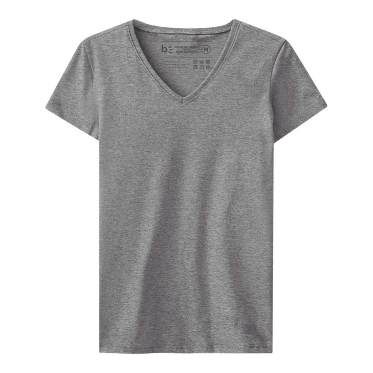 camiseta gola v cinza