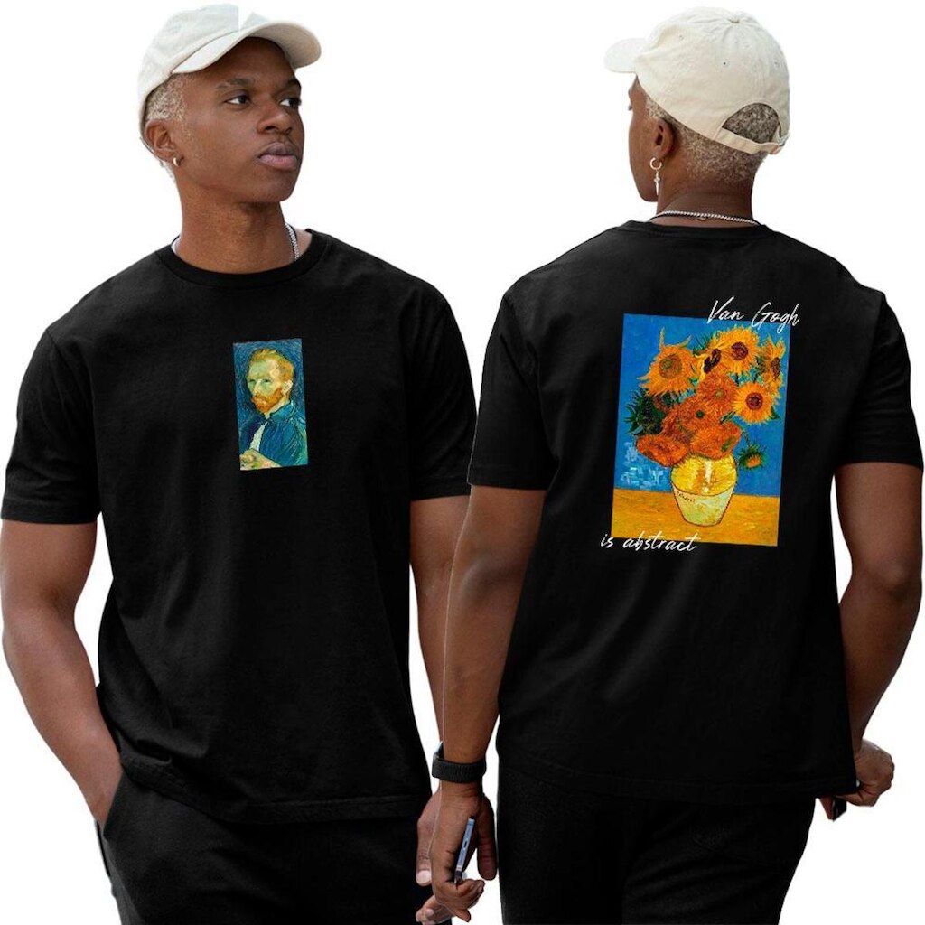 Camiseta Basica Algodão‎ Abstract Van Gogh Doze Girassóis