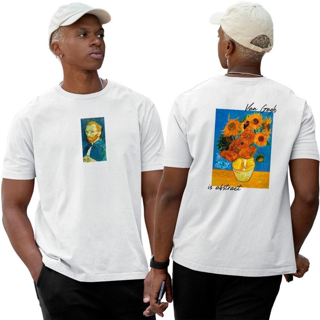 Camiseta Basica Algodão‎ Abstract Van Gogh Doze Girassóis