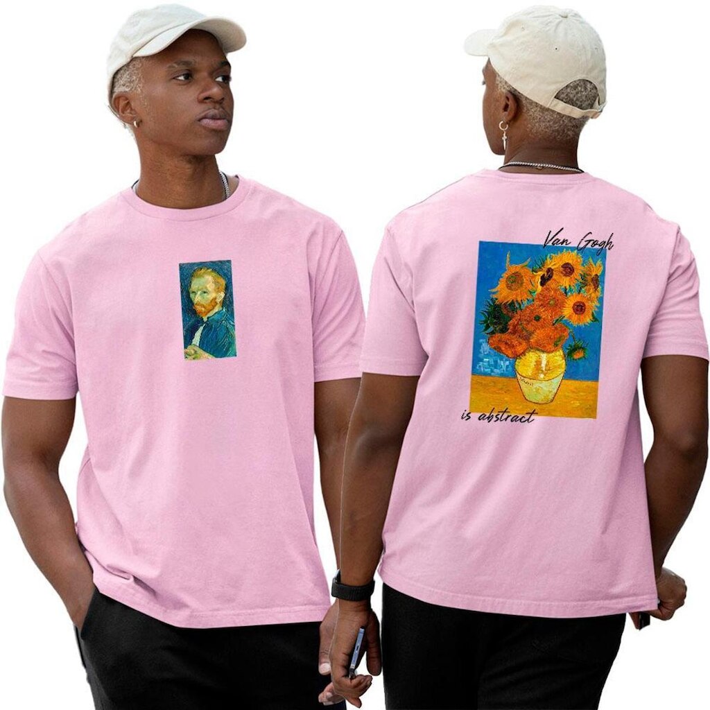 Camiseta Basica Algodão‎ Abstract Van Gogh Doze Girassóis