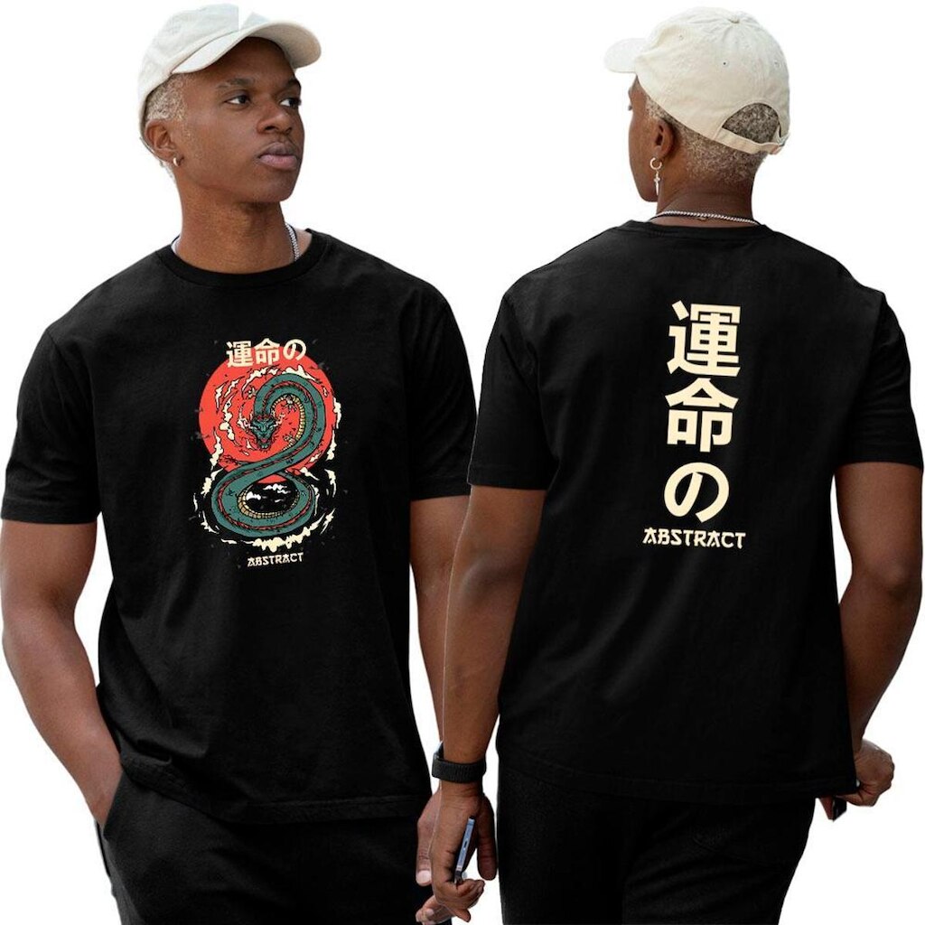 Camiseta Basica Algodão‎ Dragon Japan Street Abstract