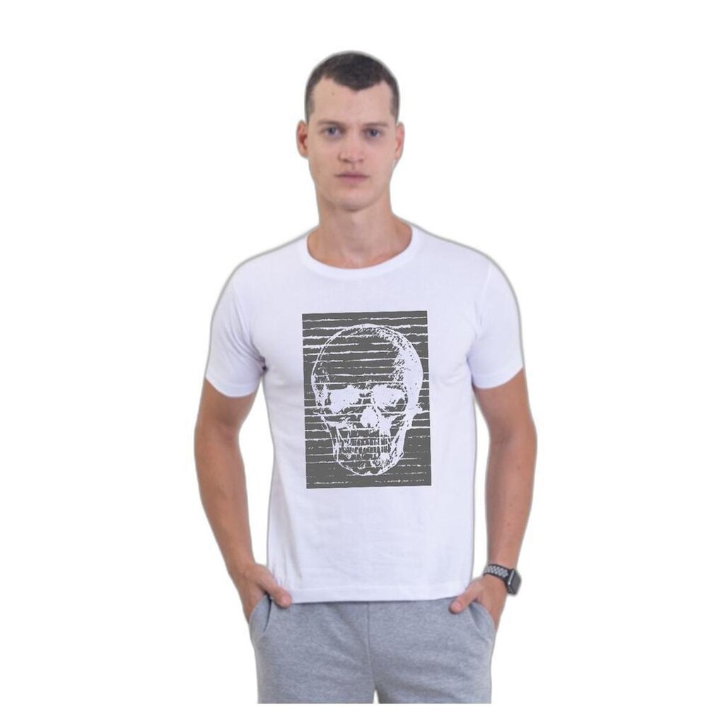 Camiseta Básica de Algodão Masculina Estampada