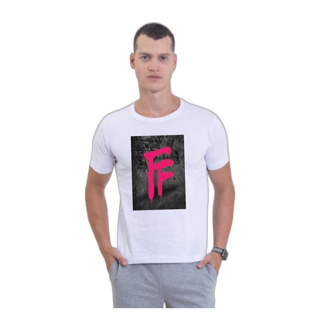 Camiseta Básica de Algodão Masculina Estampada