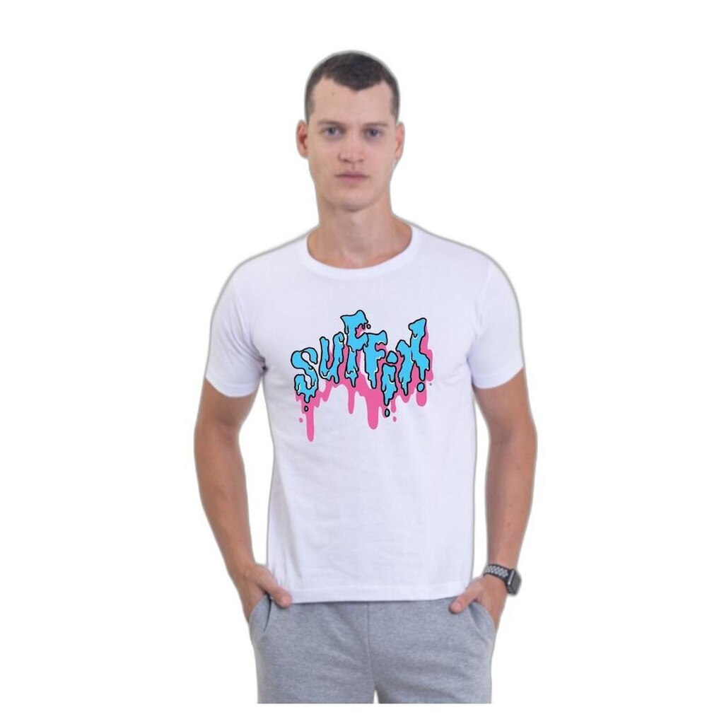 Camiseta Básica de Algodão Masculina Estampada