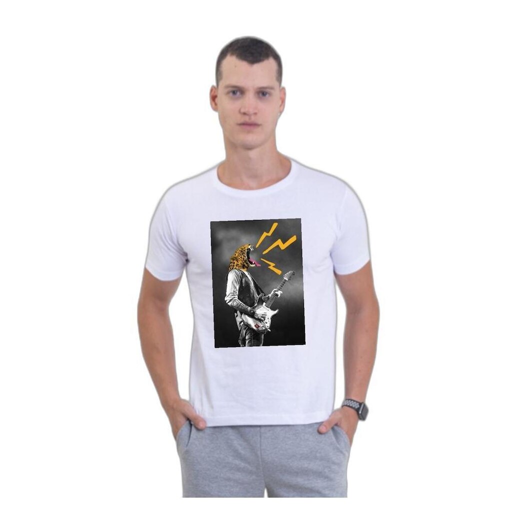 Camiseta Básica de Algodão Masculina Estampada