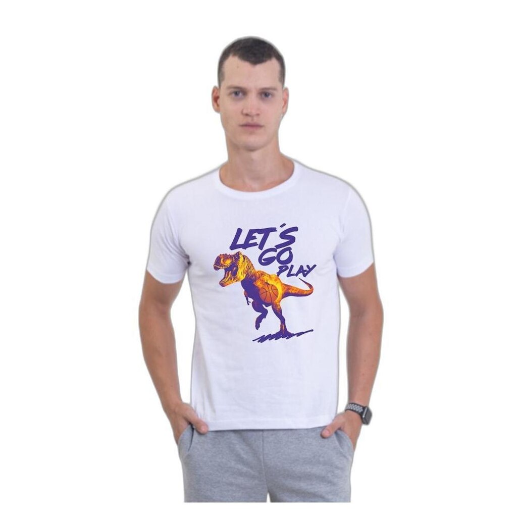 Camiseta Básica de Algodão Masculina Estampada