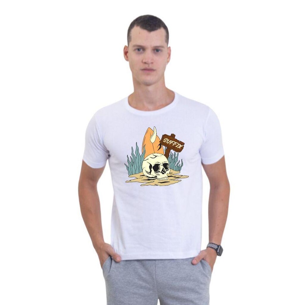 Camiseta Básica de Algodão Masculina Estampada