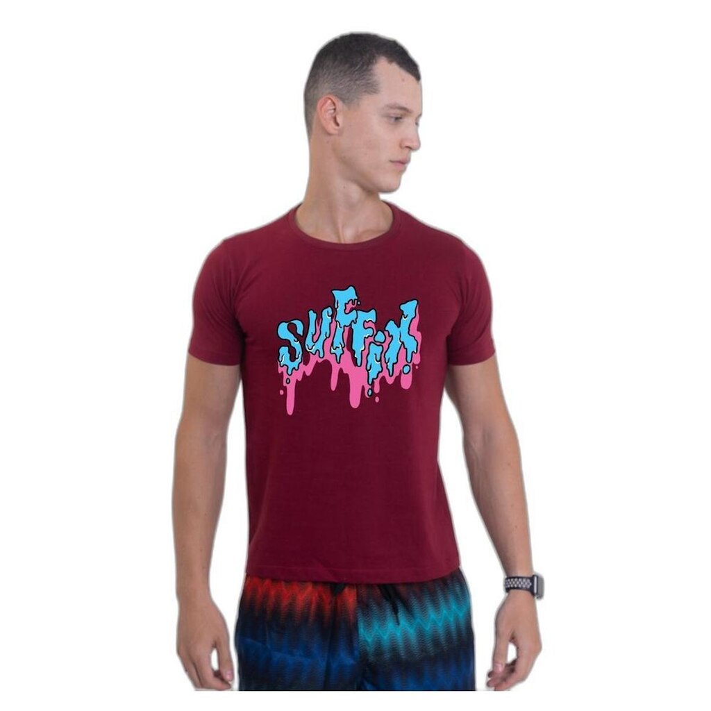 Camiseta Básica de Algodão Masculina Estampada