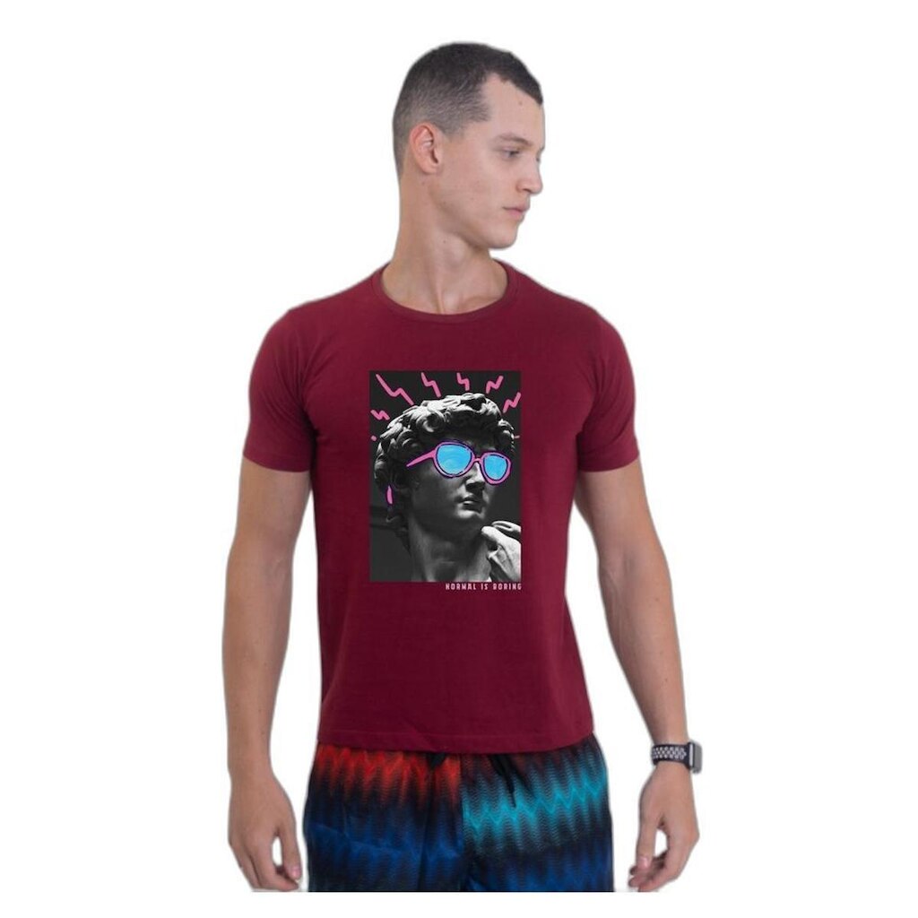 Camiseta Básica de Algodão Masculina Estampada