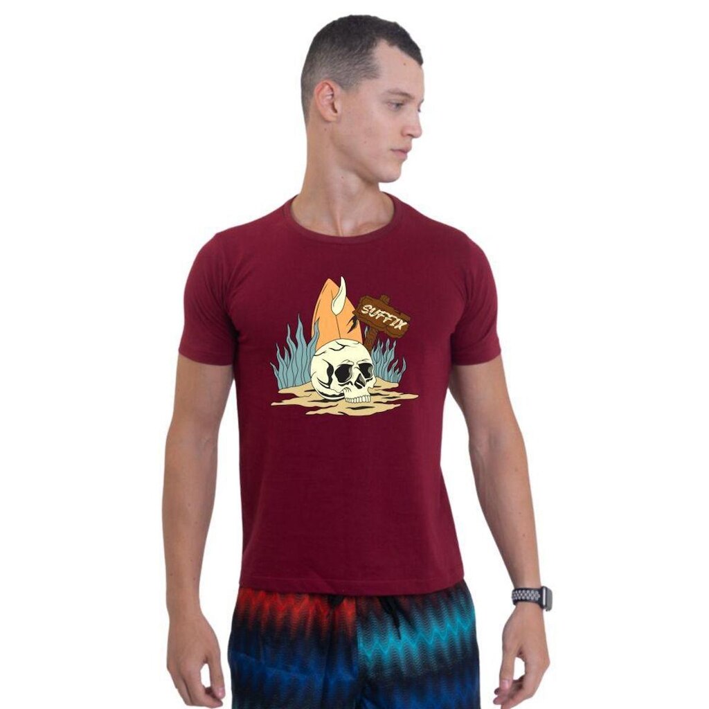 Camiseta Básica de Algodão Masculina Estampada