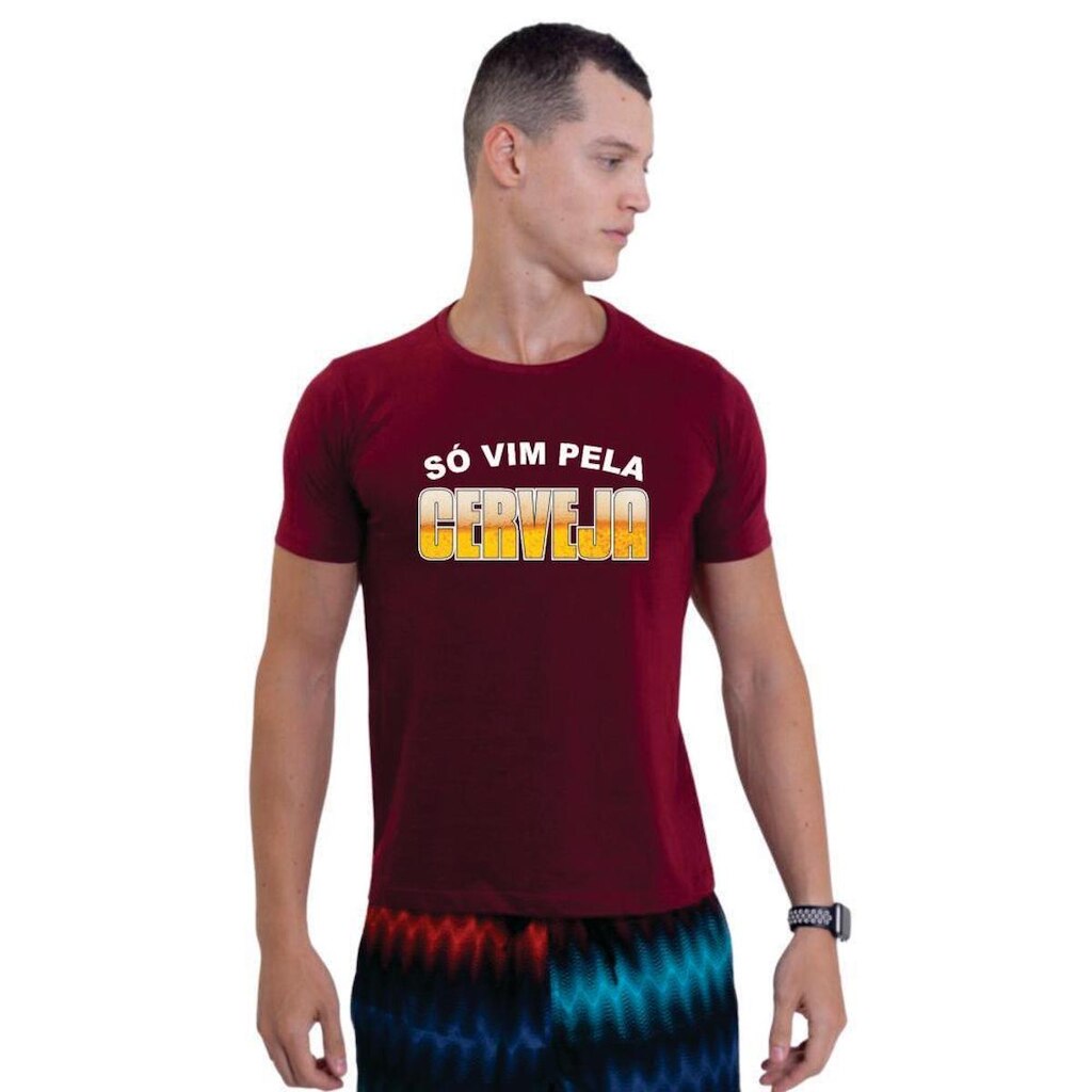 Camiseta Básica de Algodão Masculina Estampada