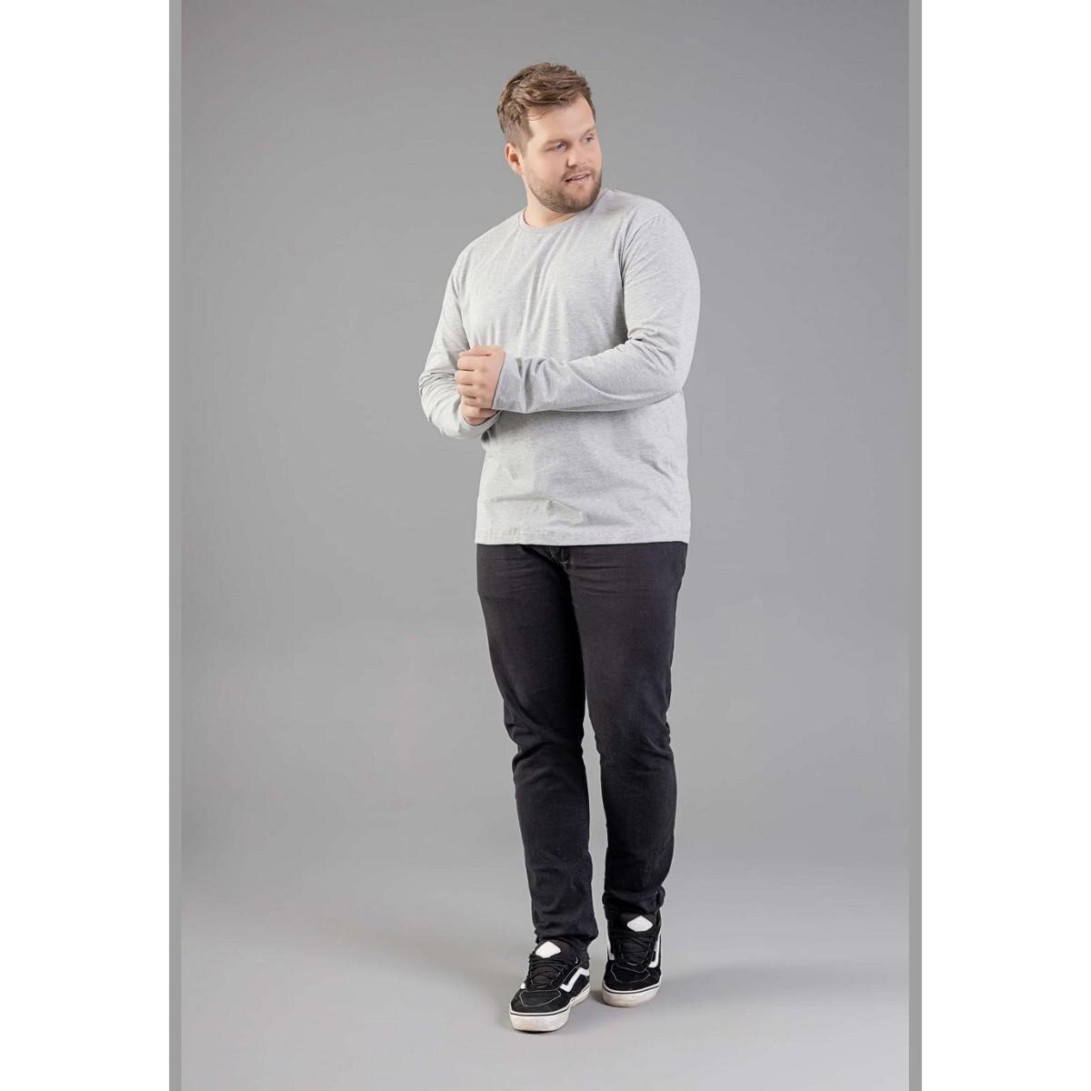 Camiseta Básica de Mangas Longas Masculino Adulto Just Basic - Cinza ...