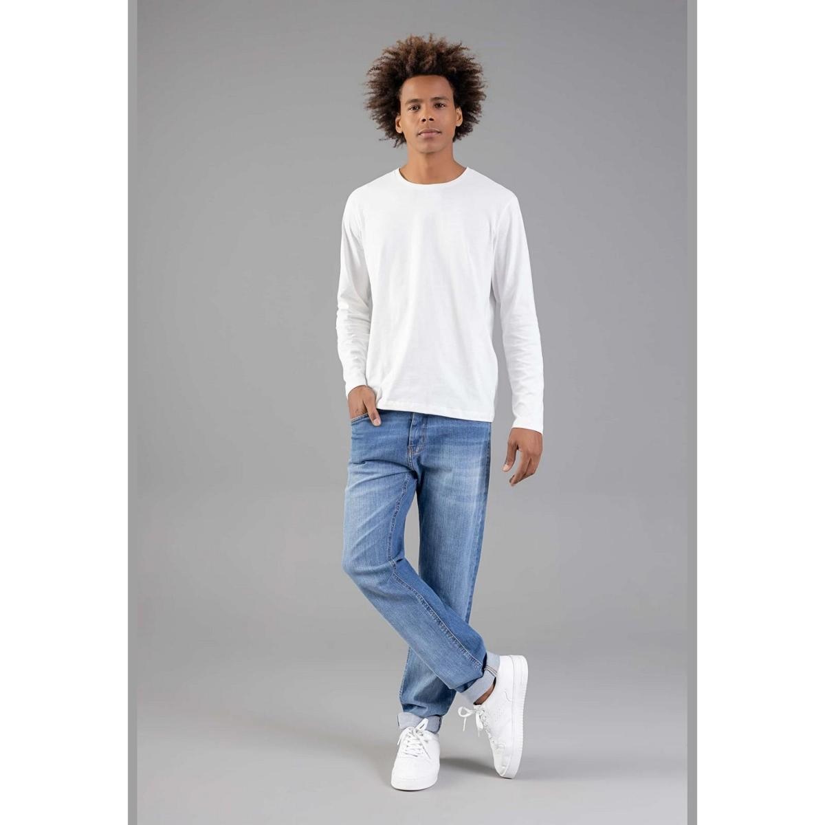 Camiseta Básica de Mangas Longas Masculino Adulto Just Basic - Branco ...