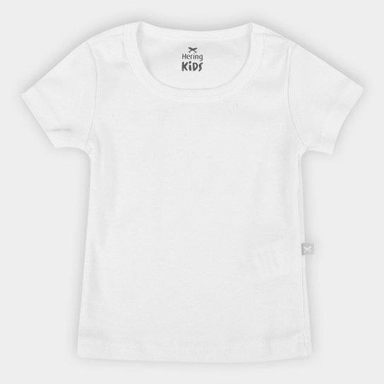 Camiseta Básica Infantil Hering Manga Curta Feminina - Branco Menor preço em Camiseta Básica Infantil Hering Manga Curta Feminina - Branco