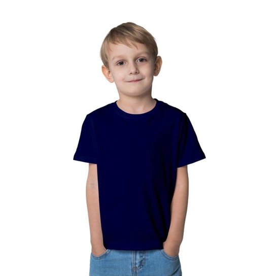 Camiseta Básica Infantil Juvenil de Algodão - Universo Básico - Marinho Menor preço em Camiseta Básica Infantil Juvenil de Algodão - Universo Básico - Marinho
