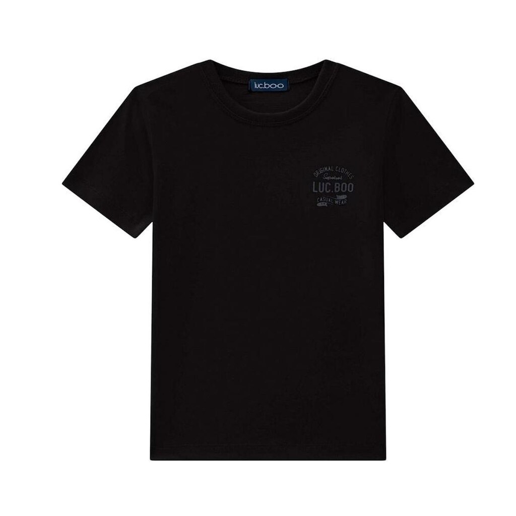 Camiseta Básica Infantil Menino Lisa Preta Luc.boo