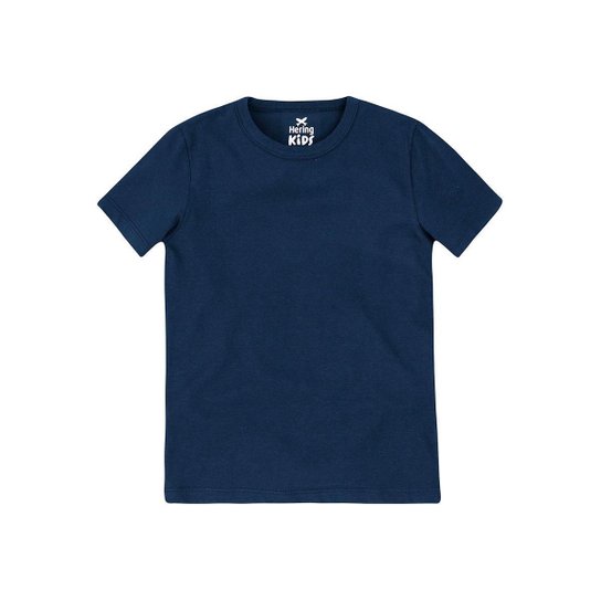 Camiseta Básica Infantil Modelagem Tradicional Kids Hering Masculina - Azul Menor preço em Camiseta Básica Infantil Modelagem Tradicional Kids Hering Masculina - Azul