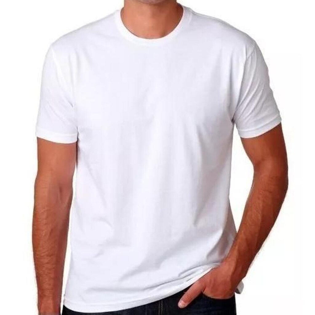 Camiseta Básica Lisa de Algodão Masculina