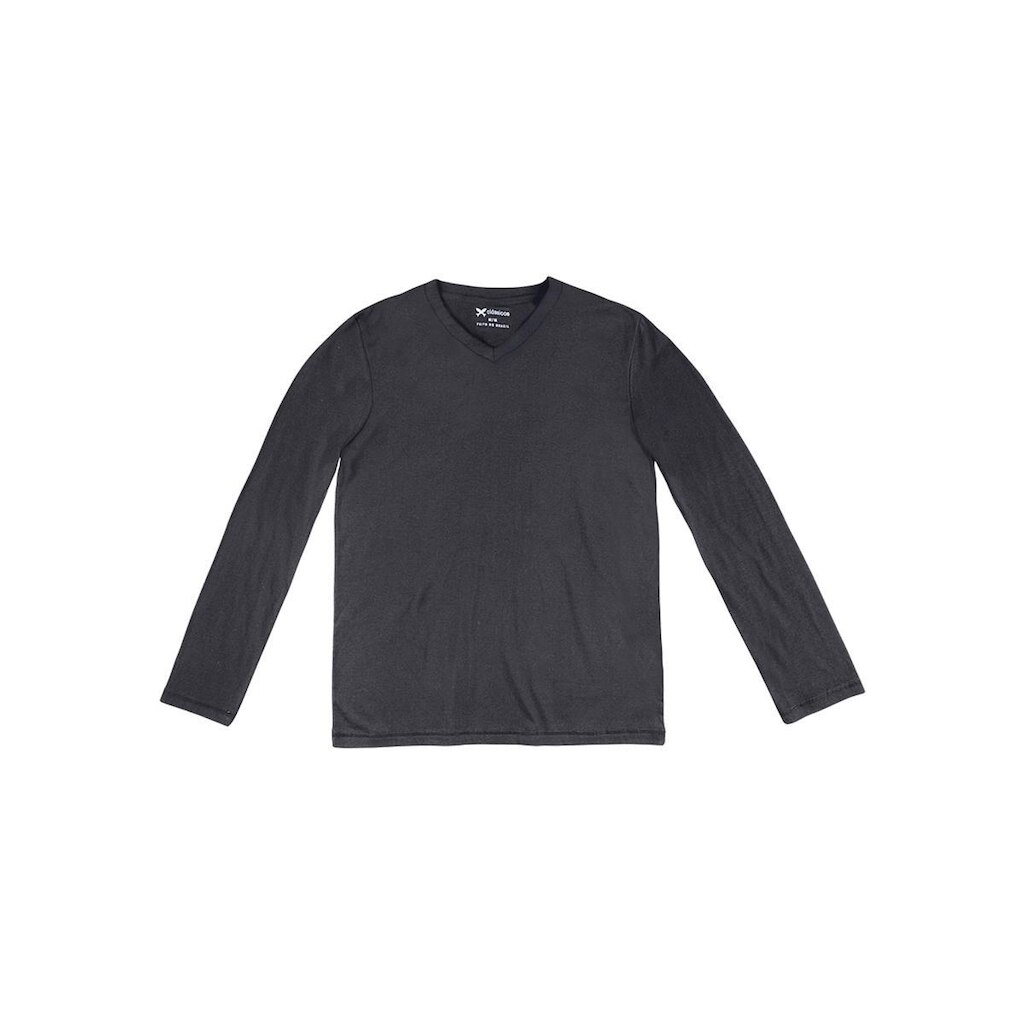 Camiseta Básica Manga Longa Decote V Masculina