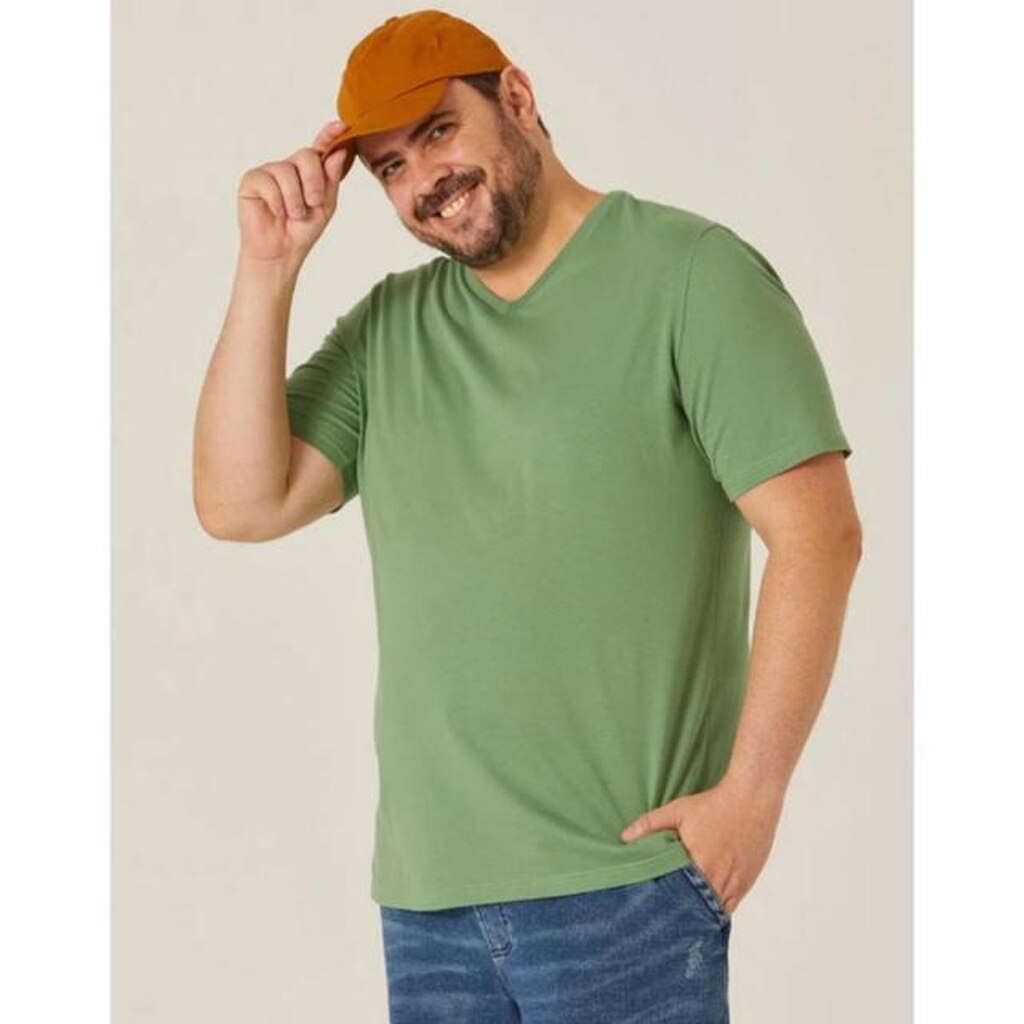 Camiseta Básica Masculina Malwee Plus Size Gola V Ref. 87848