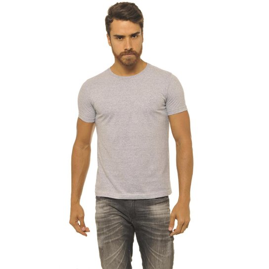 Camiseta Basica Masculina Slim Fit 100% Algodao Pima Premium - Cinza Menor preço em Camiseta Basica Masculina Slim Fit 100% Algodao Pima Premium - Cinza